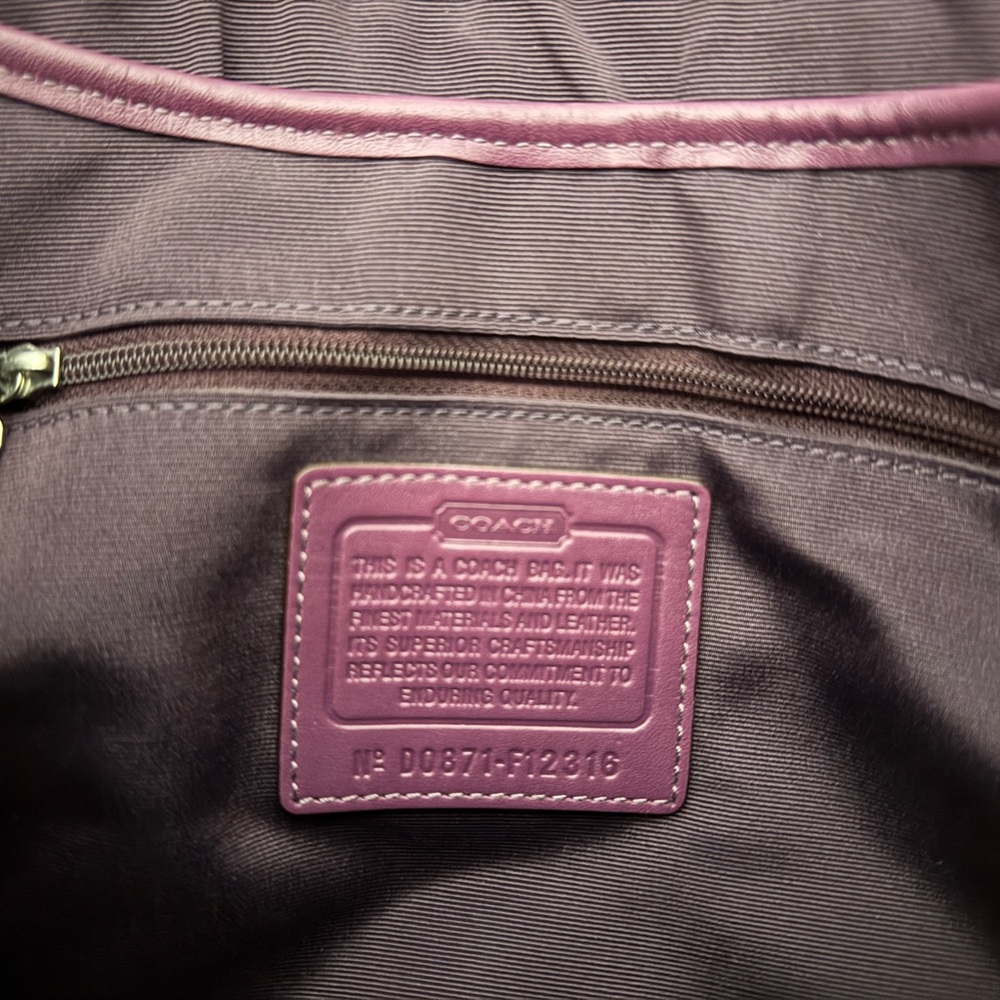 Coach Signature Patchwork Shoulder Bag in Tan and Purple - Picture 6 of 10